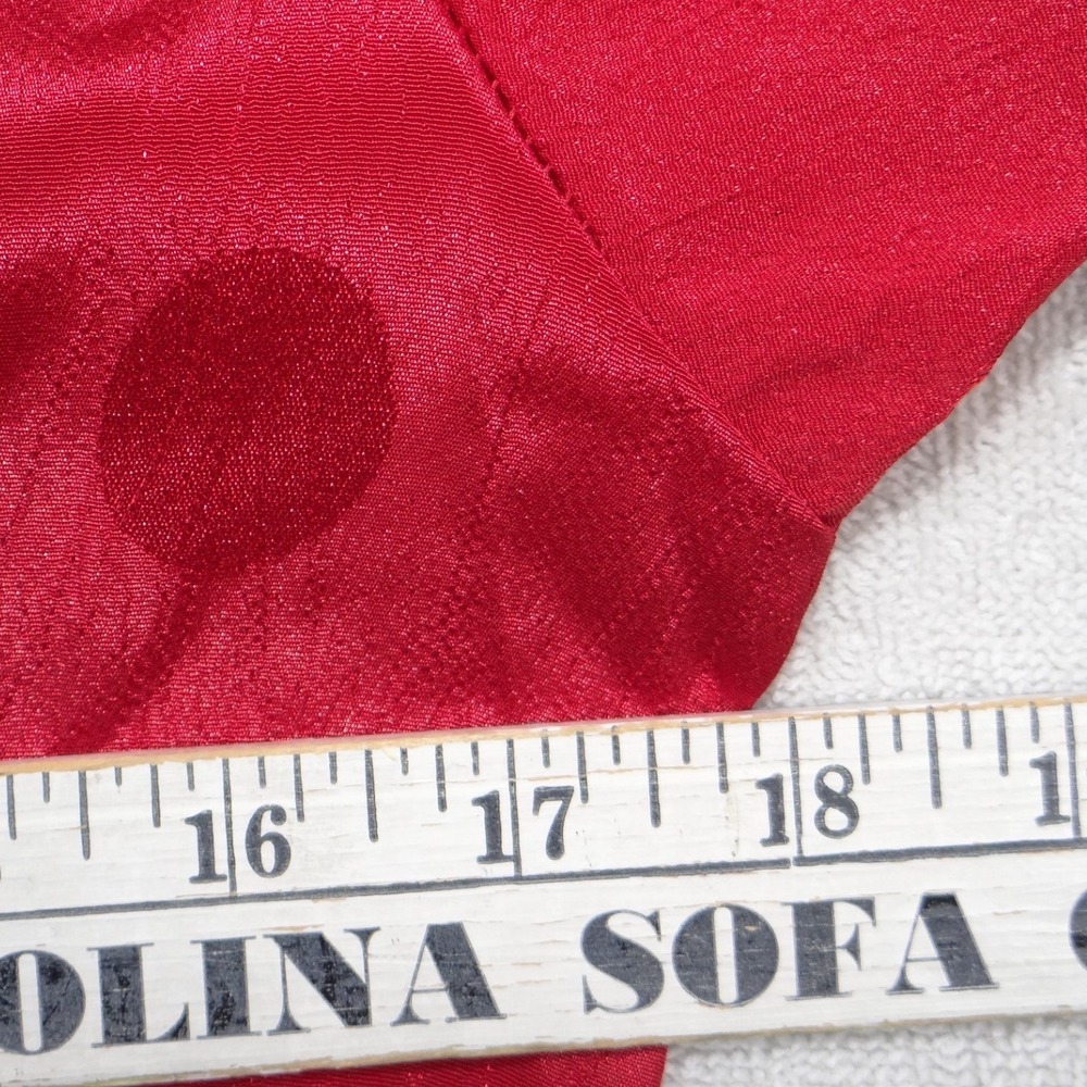 Vintage Galina Red Satin Polka Dot Jacquard Top and Midi Skirt Set Size 10 - Picture 6 of 12